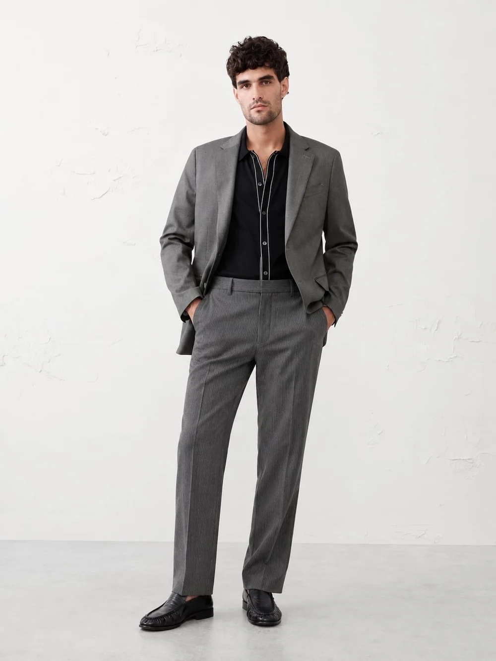 Banana Republic Men's Grey Pinstripe Trousers Professional Interview Office